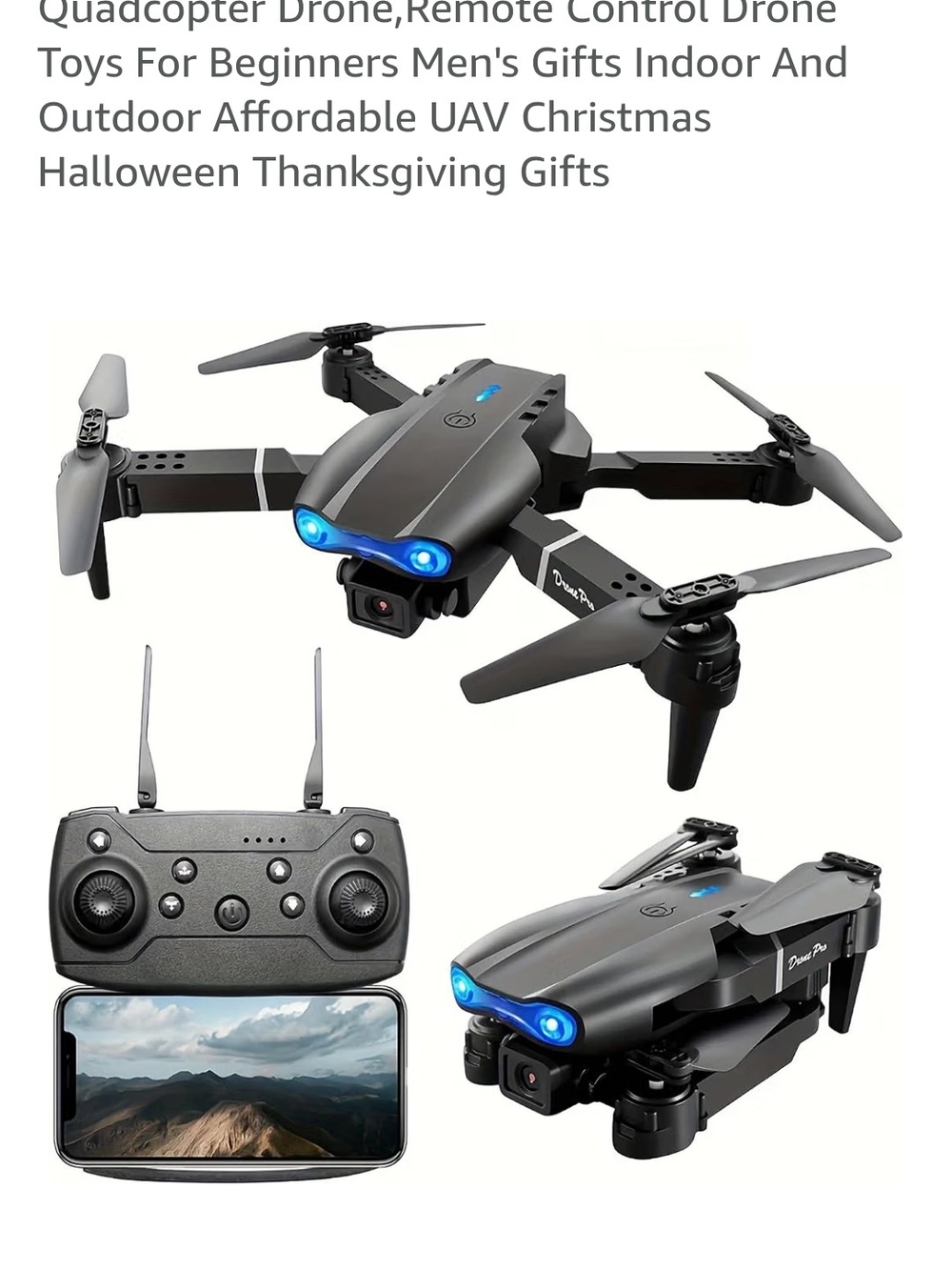 E88 Pro Foldable RC Quadcopter Drone with Remote Control, Black